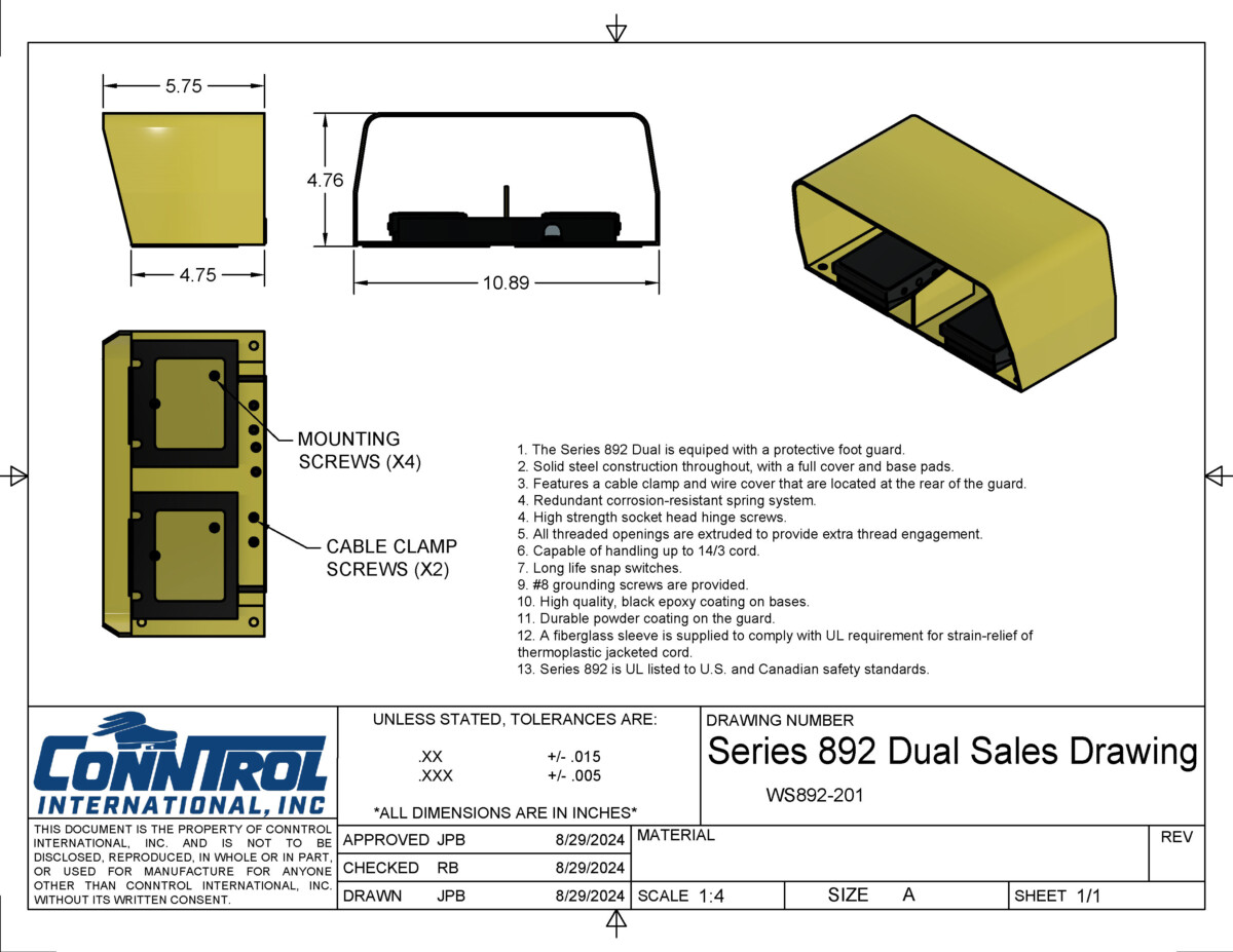 Series 892 Dual Sales Drawing