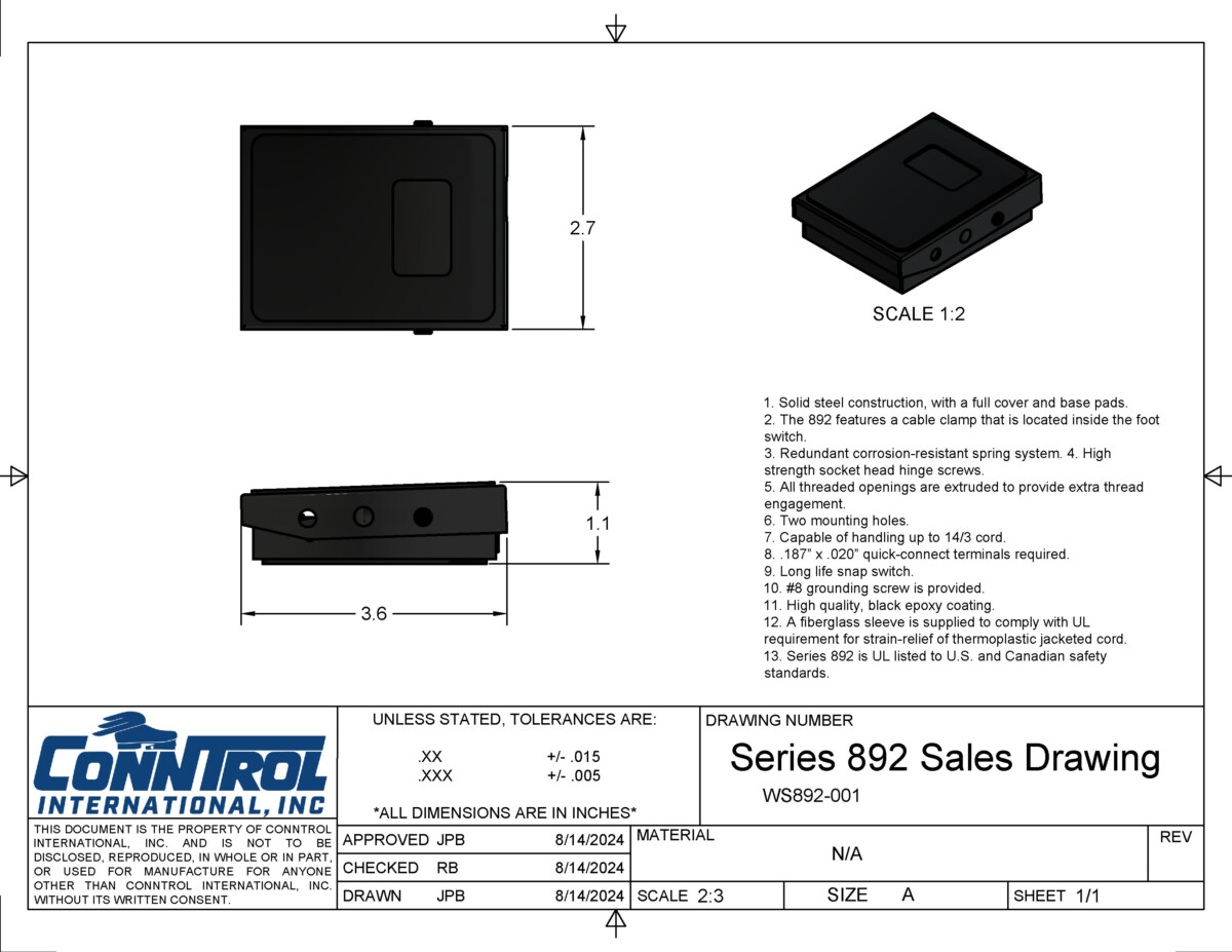 Series 892 Sales Drawing