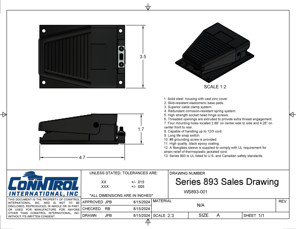 Series 893 Sales Drawing